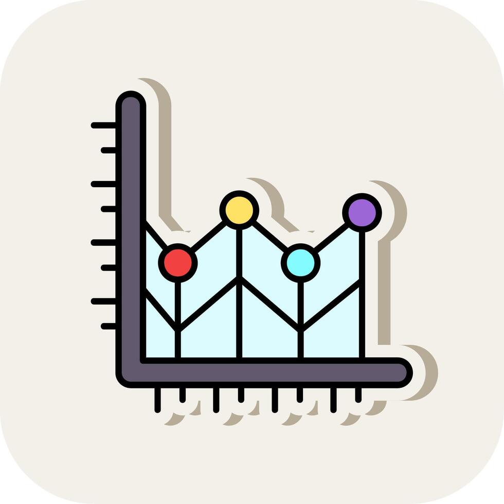 Line chart Line Filled White Shadow Icon vector