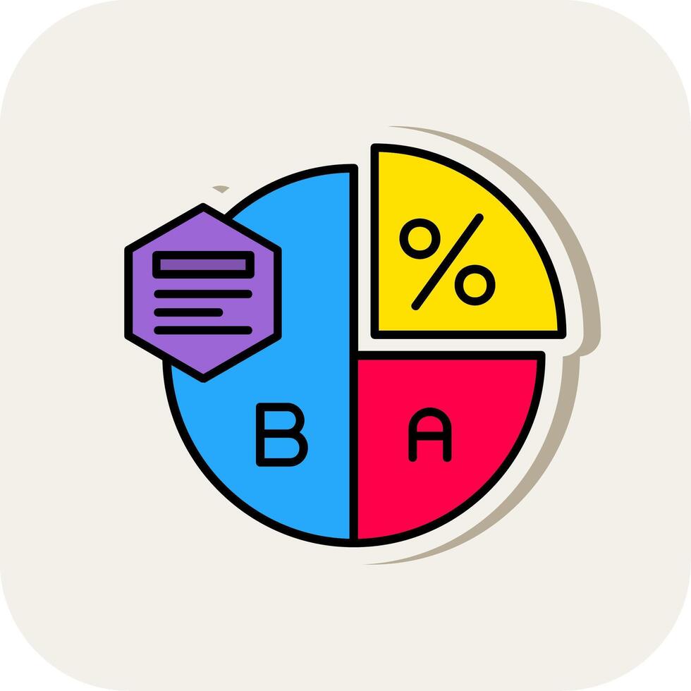 Pie chart Line Filled White Shadow Icon vector