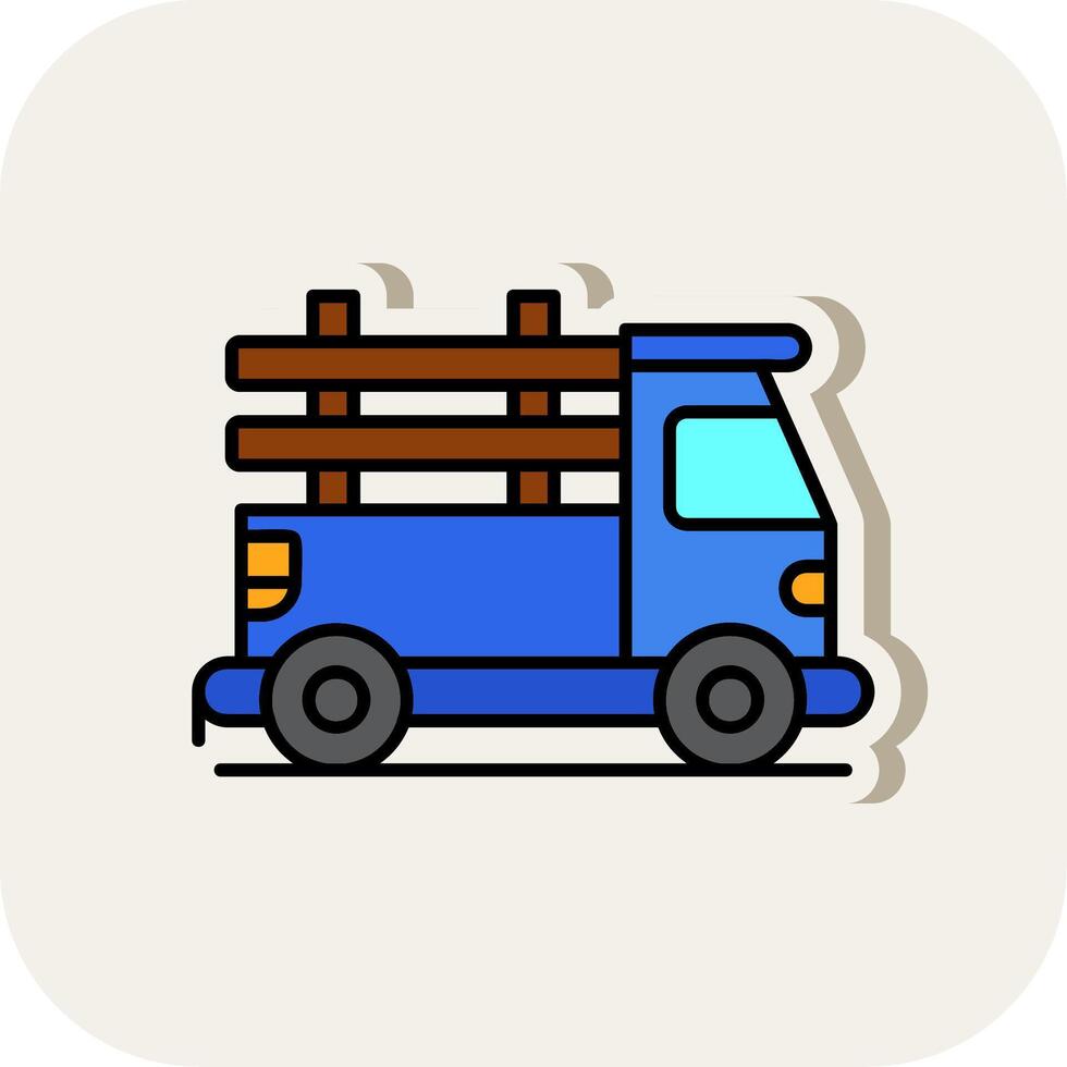 Pickup truck Line Filled White Shadow Icon vector