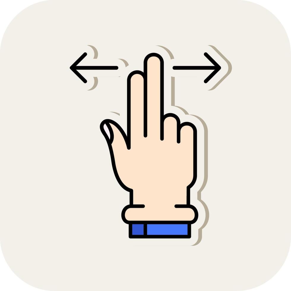 Two Fingers Horizontal Scroll Line Filled White Shadow Icon vector