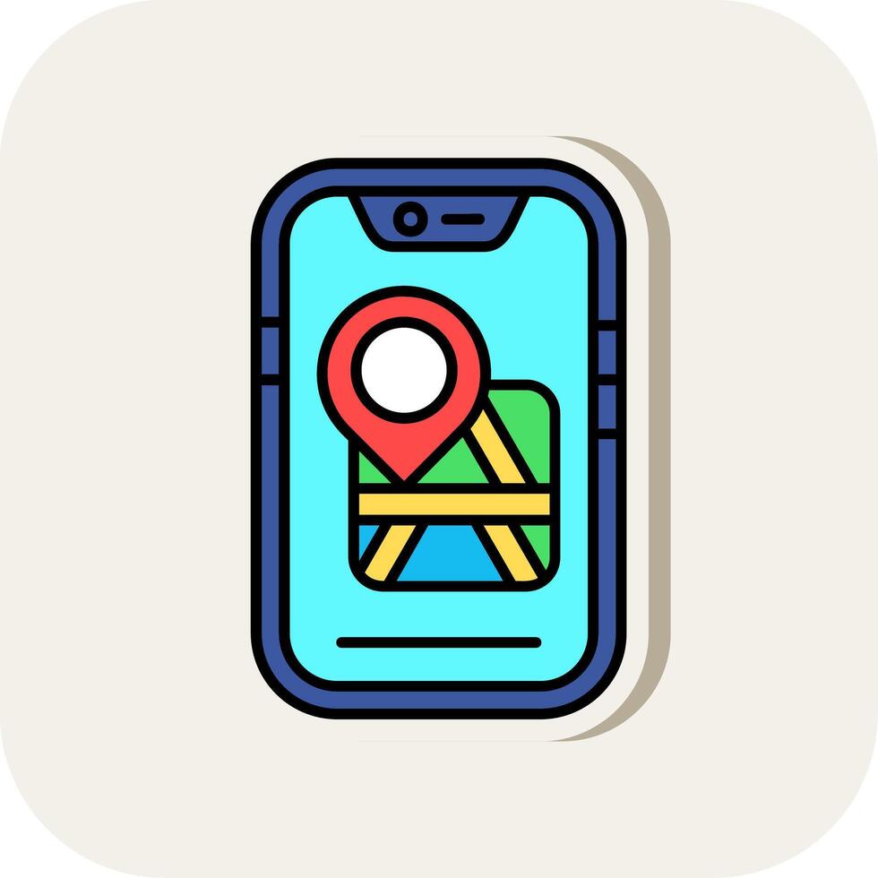 Map location Line Filled White Shadow Icon vector