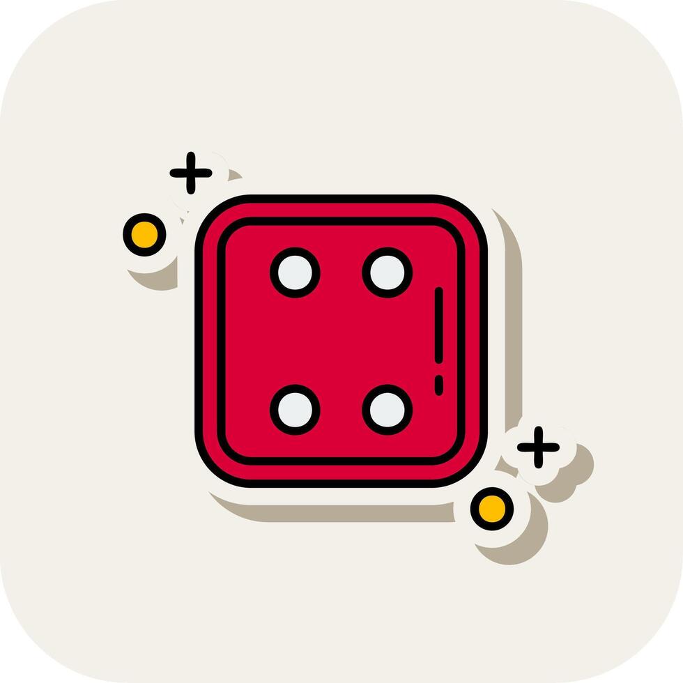 Dice four Line Filled White Shadow Icon vector