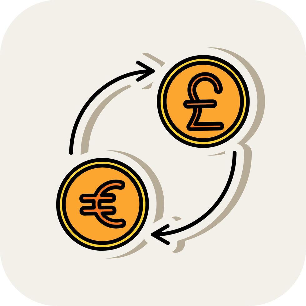 Currency exchange Line Filled White Shadow Icon vector