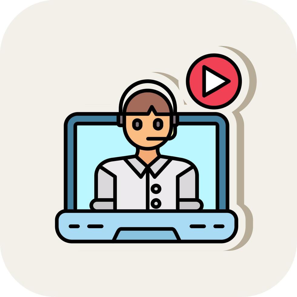 Video lecture Line Filled White Shadow Icon vector
