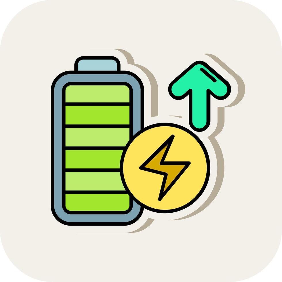 Battery full Line Filled White Shadow Icon vector