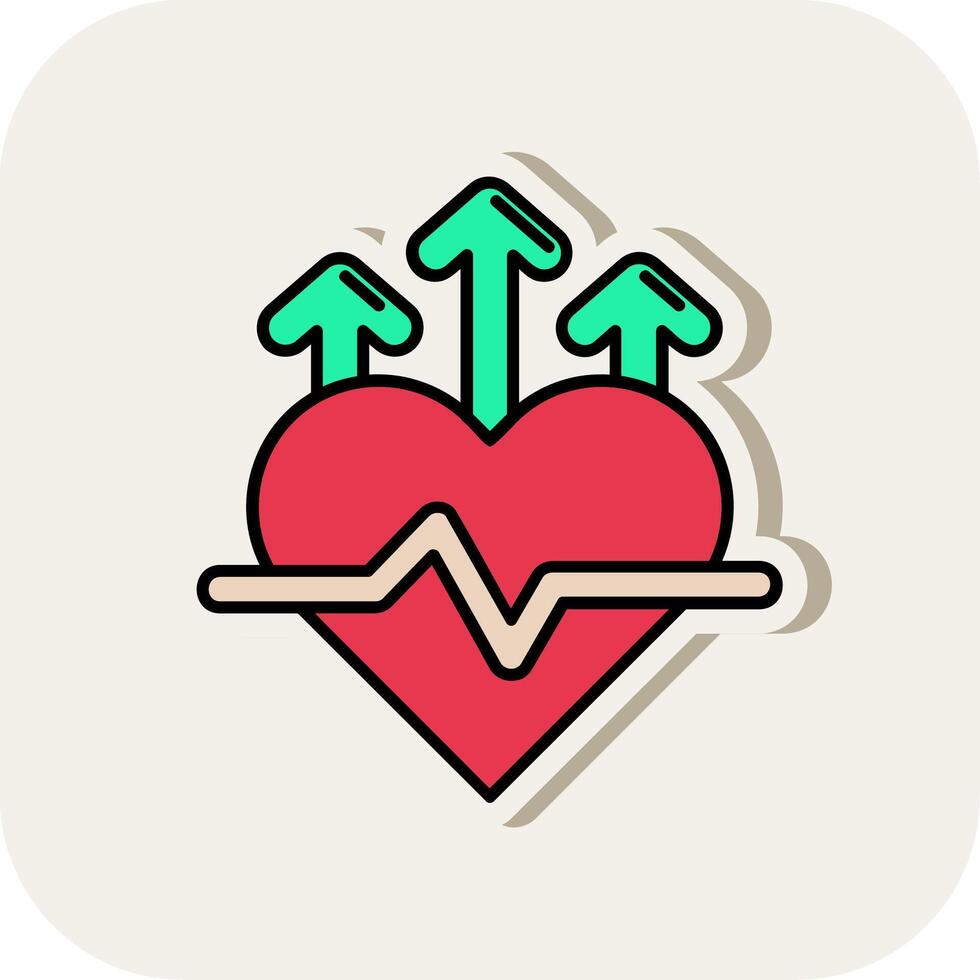 Heart rate Line Filled White Shadow Icon vector