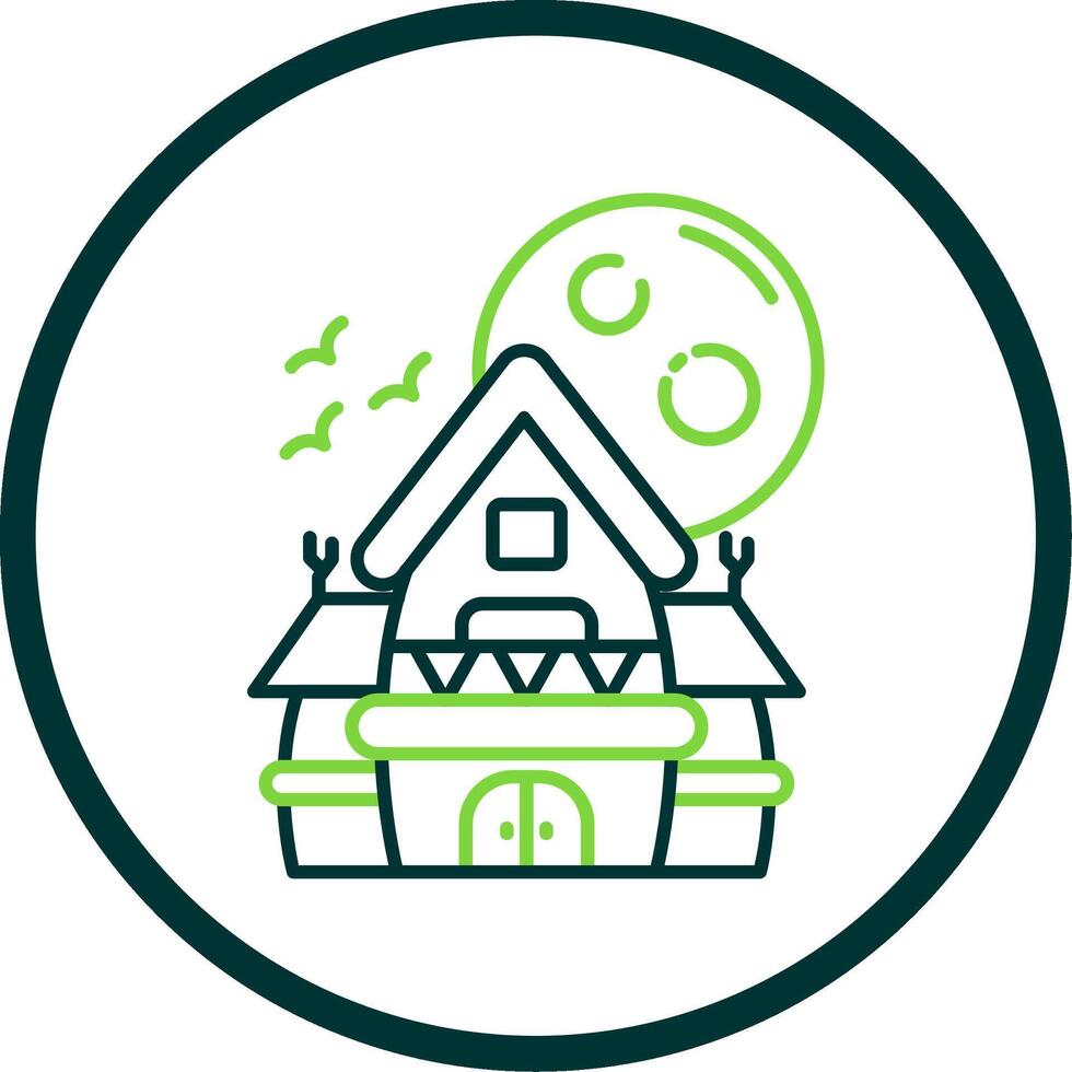 Haunted house Line Circle Icon vector