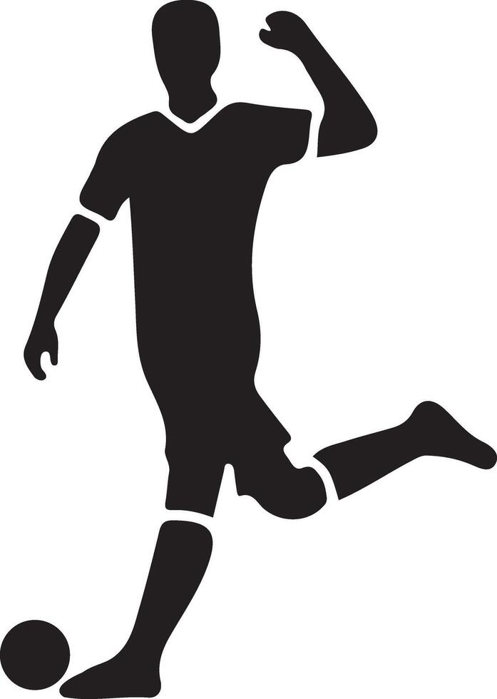 Soccer player pose vector icon in flat style black color silhouette, white background 13