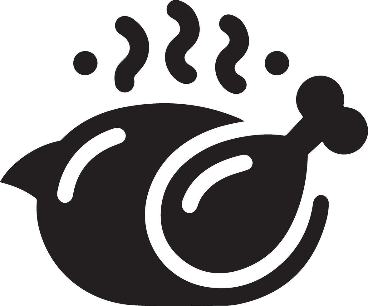 minimal chicken Roast masala icon, symbol, black color silhouette, white background 14 vector