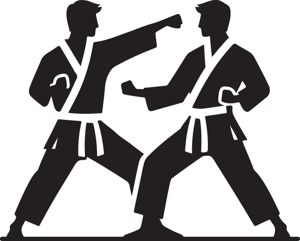 minimal karate fighting vector icon in flat style black color silhouette, white background 9