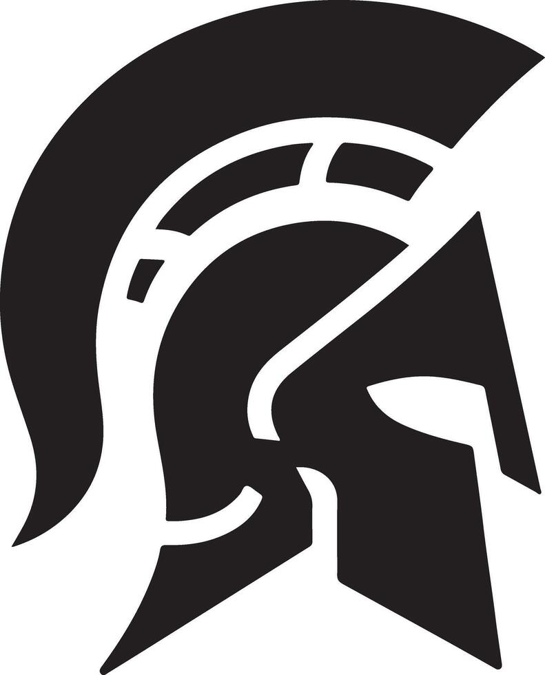 minimal Spartan helmet vector black color silhouette, white background 4