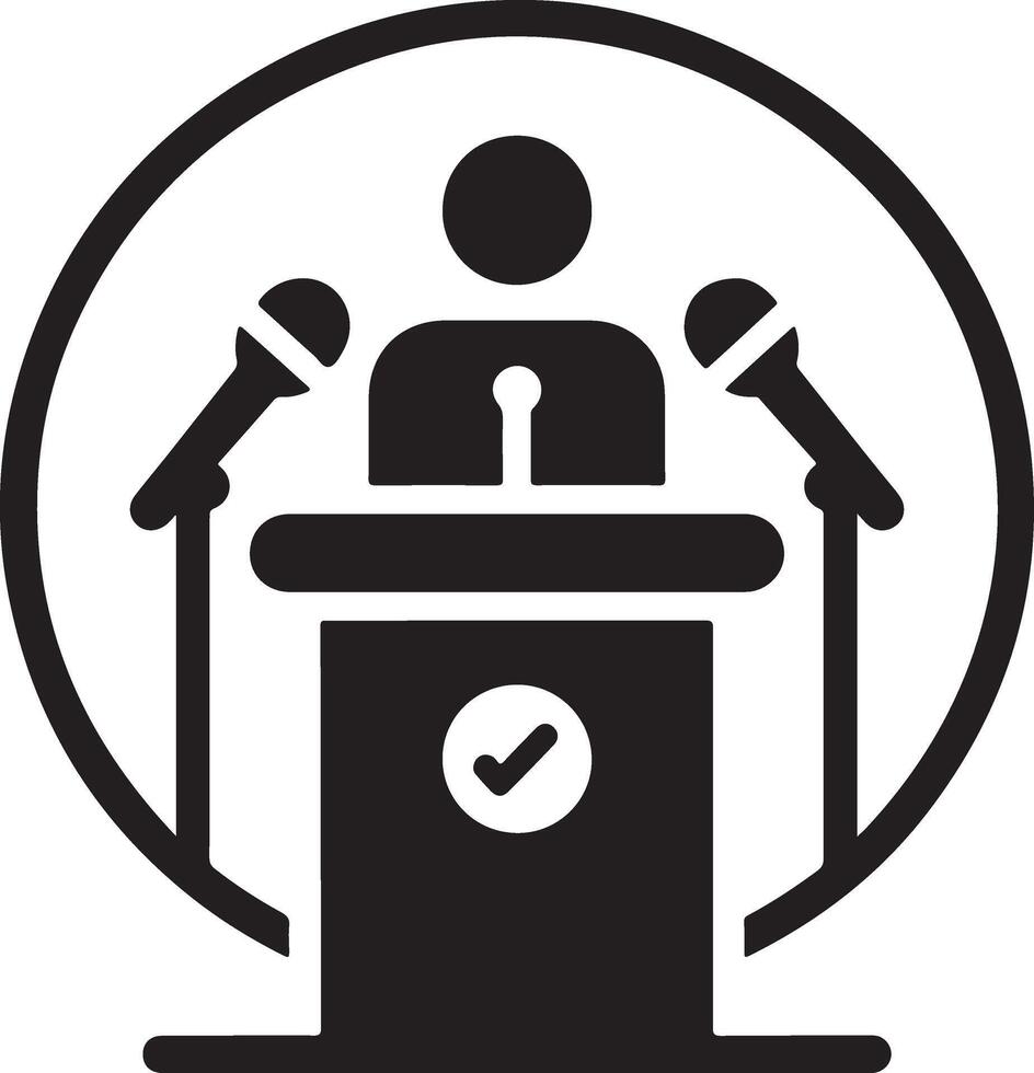 Podium Icon Vector Person Public Speech for Presentation white background 36