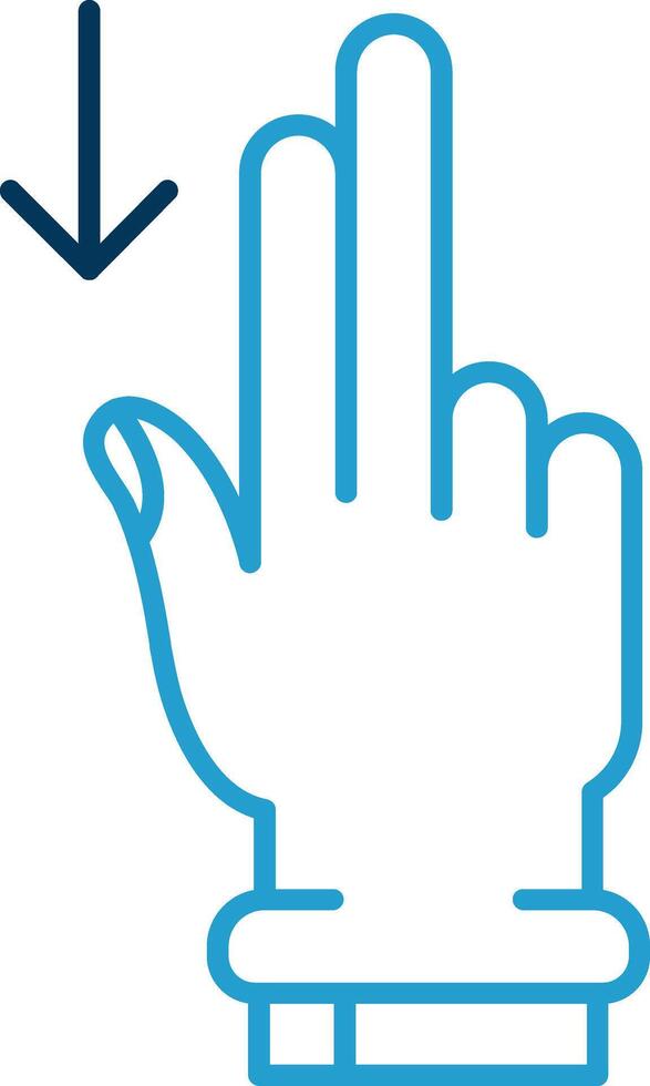 Two Fingers Down Line Blue Two Color Icon vector