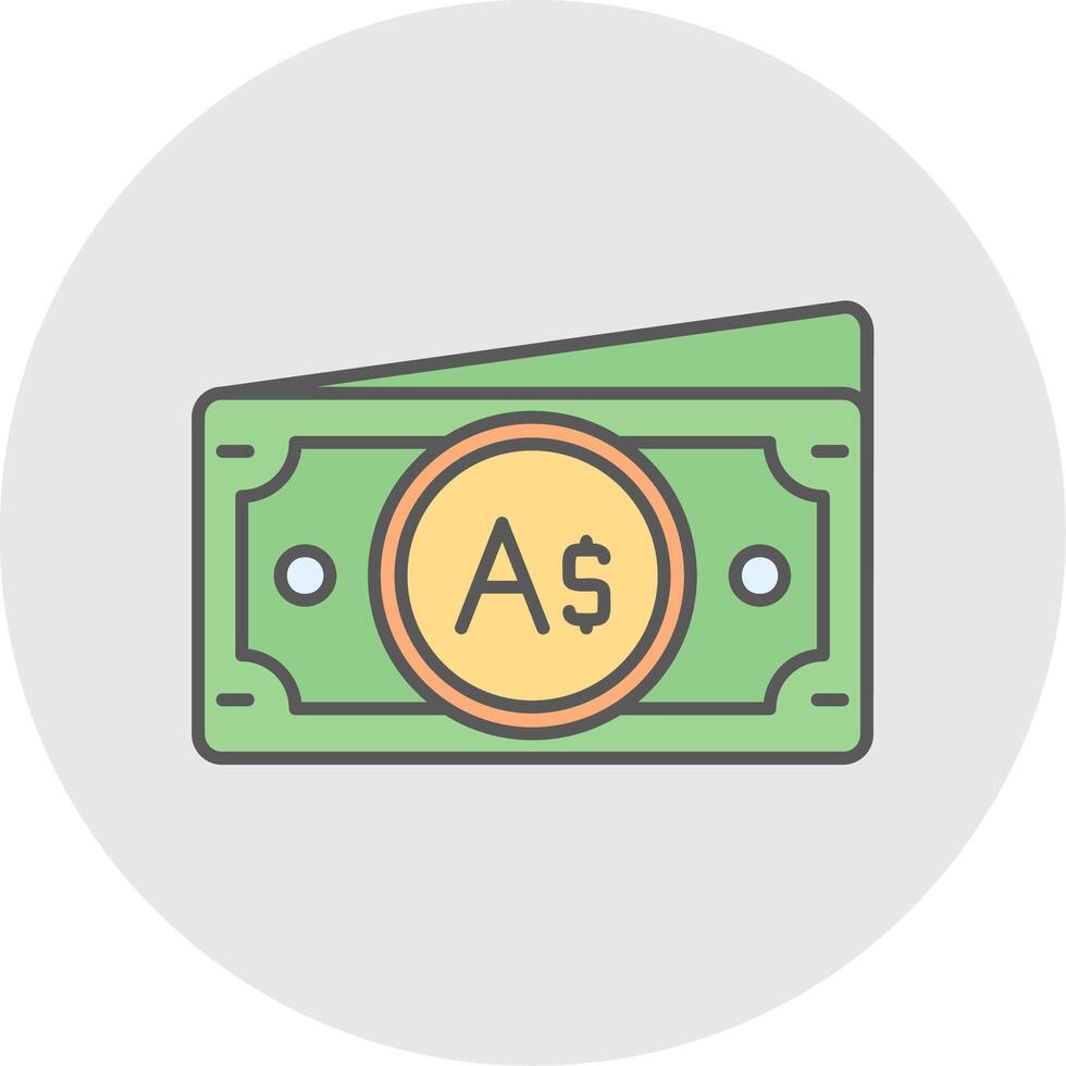 Australian dollar Line Filled Light Circle Icon vector