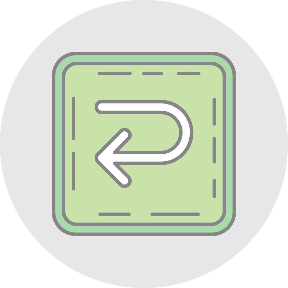 U turn Line Filled Light Circle Icon vector