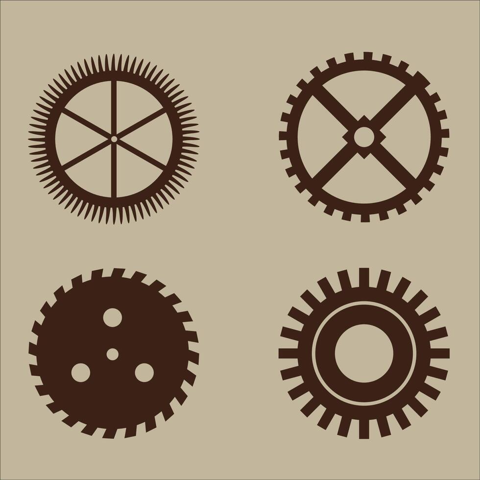 Gear wheels icons set vector