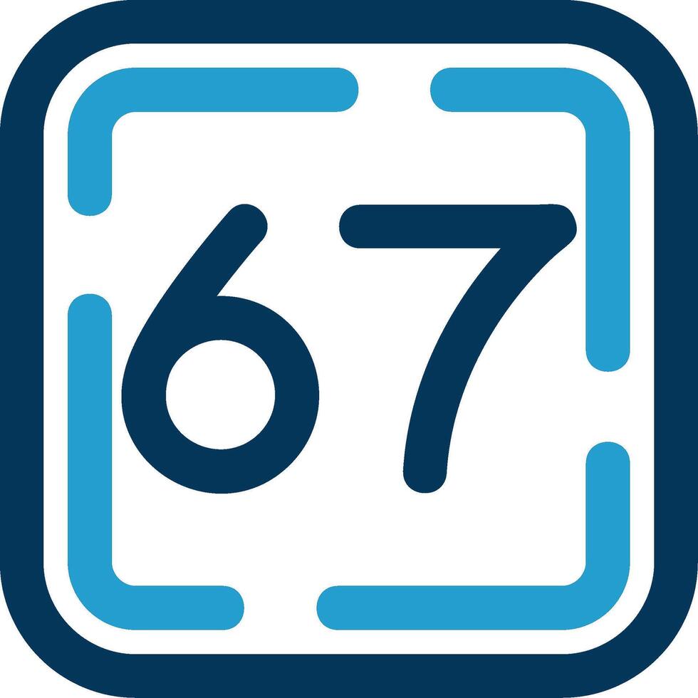 Sixty Seven Line Blue Two Color Icon vector