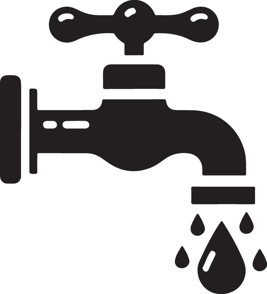 Water tap vector, symbol, clipart, sign, black color silhouette, white background 8 vector