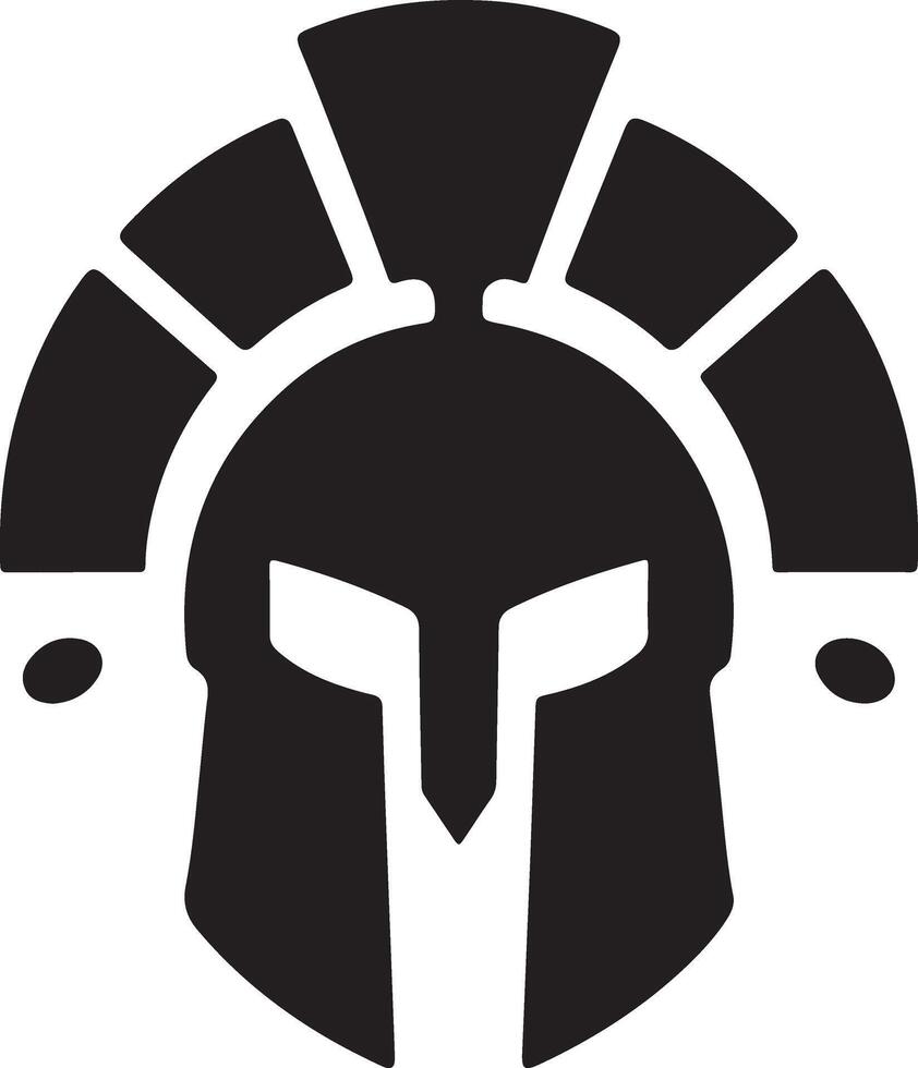 minimal Spartan helmet vector black color silhouette, white background 25