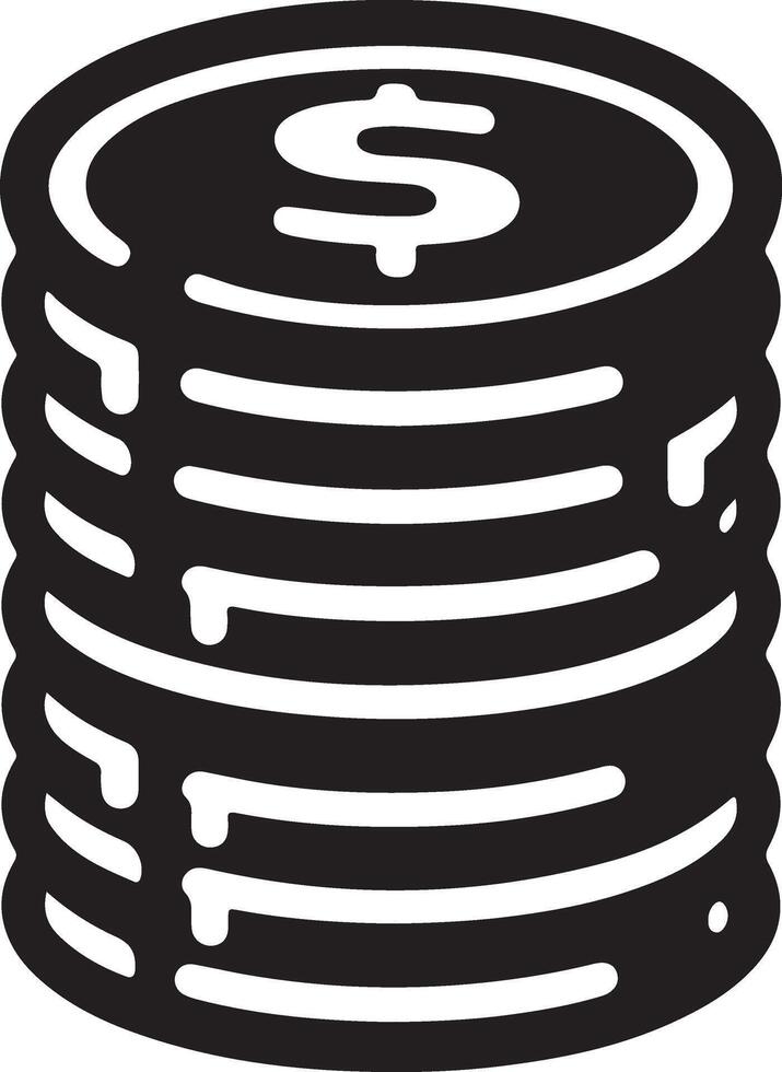 minimal Stack of coin money icon symbol, clipart, black color silhouette, white background 10 vector