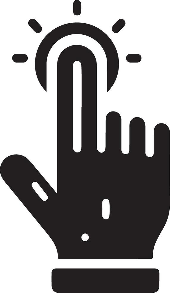 minimal Hand click icon vector flat illustration, black color silhouette, white background 9