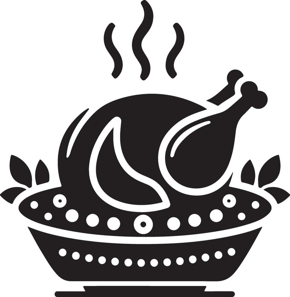 minimal chicken Roast masala icon, symbol, black color silhouette, white background 6 vector