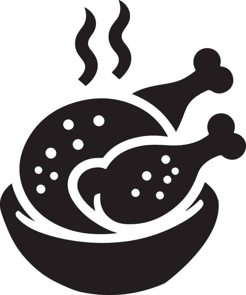 minimal chicken Roast masala icon, symbol, black color silhouette, white background 12 vector