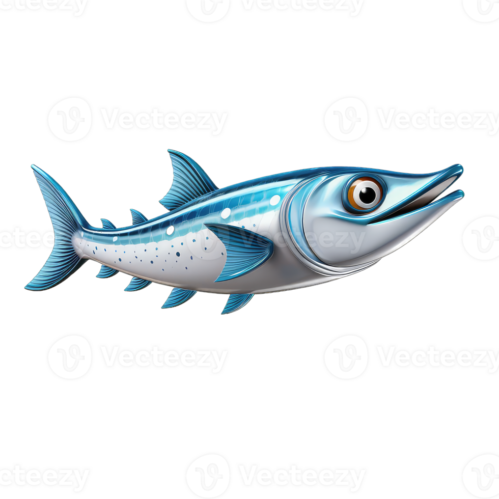 AI generated Amazing Sharp Blue Kingfish Isolated on White Transparent Background. png