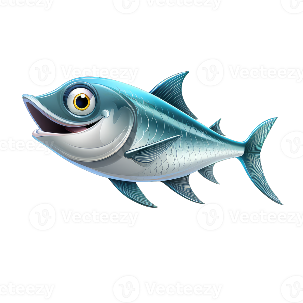 AI generated Amazing Sharp Blue Kingfish Isolated on White Transparent Background. png