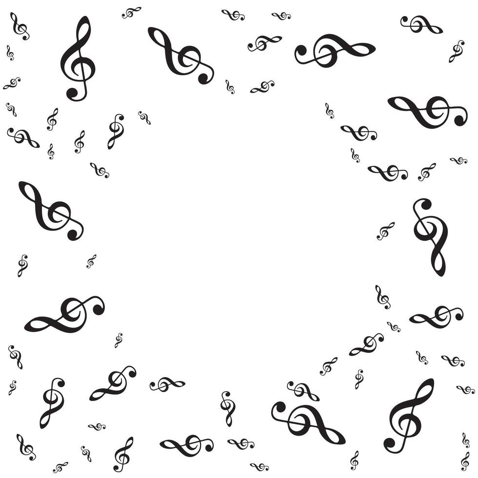 Special musical frame of treble clefs on white background vector