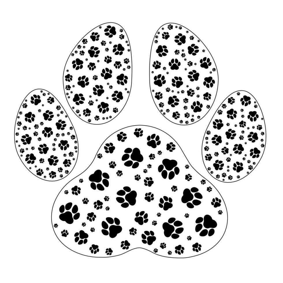 paw design with small silhouettes inside vector