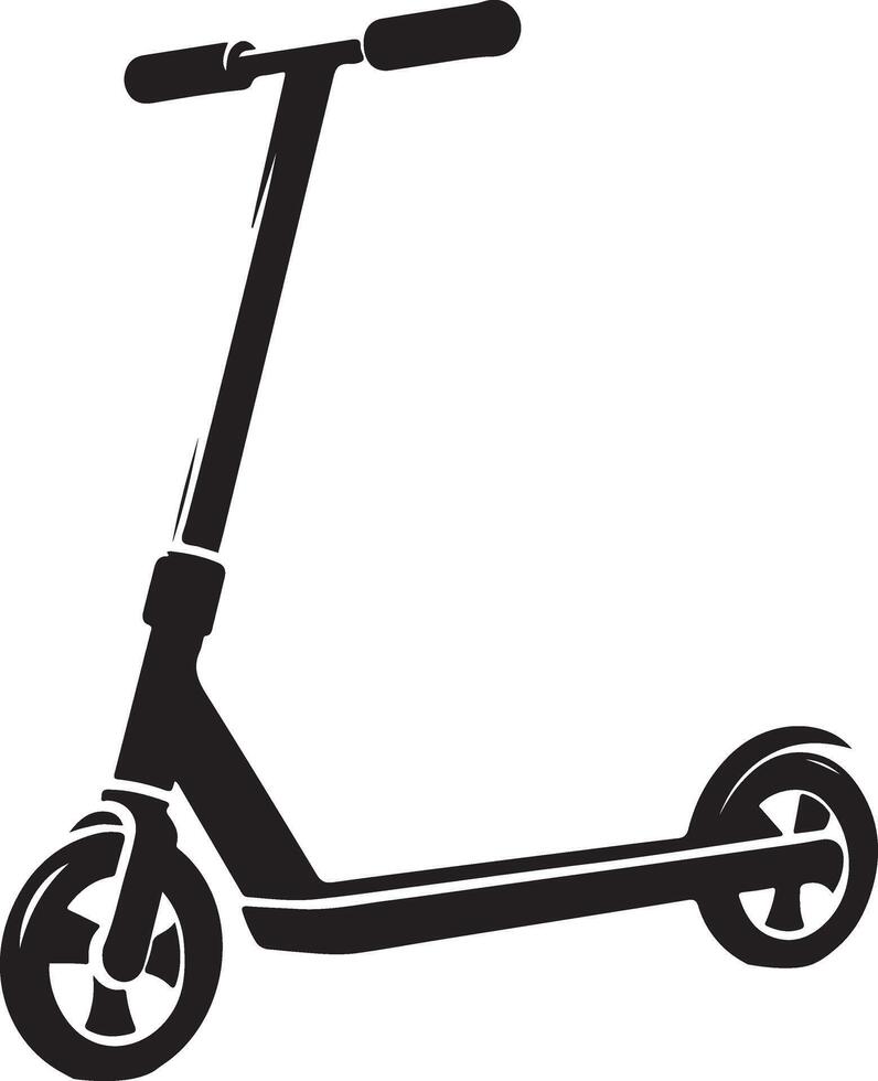 minimal Two wheeled Kick scooter vector black color silhouette, white background 3