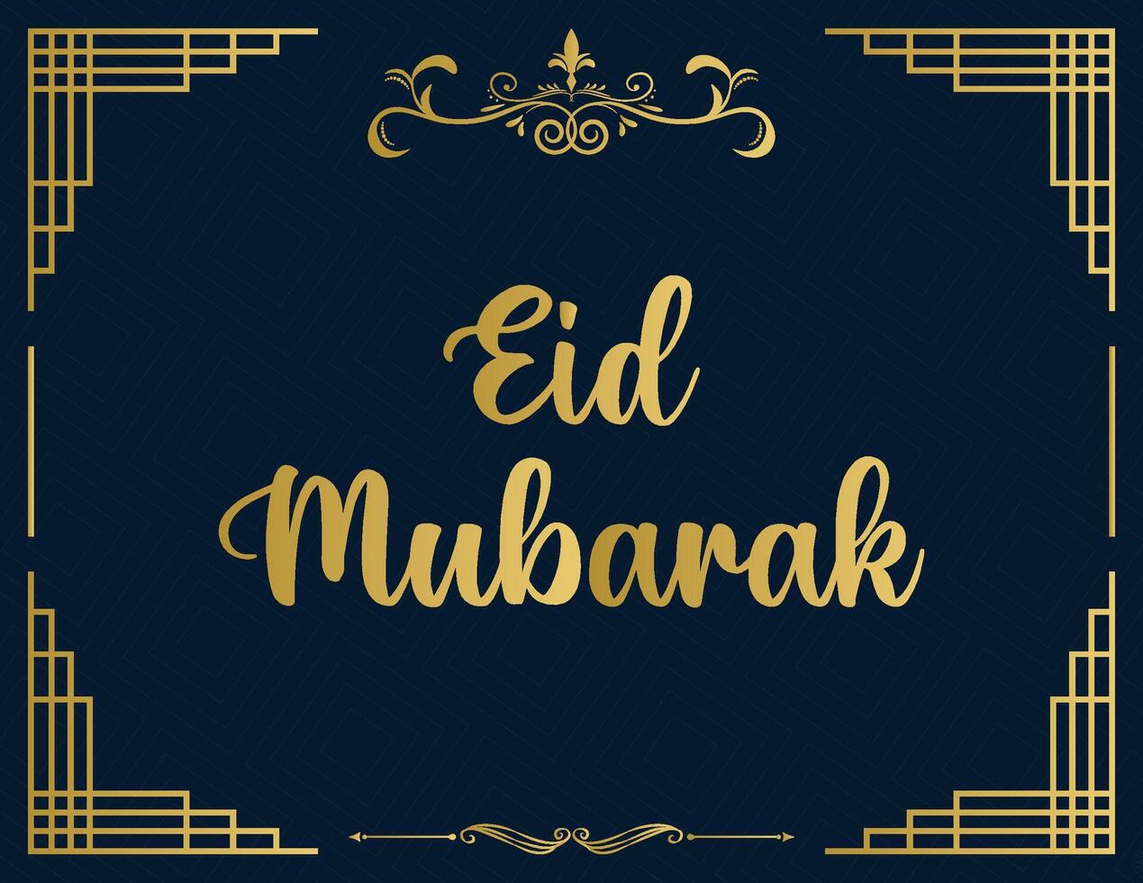 contento eid Mubarak celebracion, fiesta tarjeta con creciente Luna y dorado linterna, sólido color antecedentes vector