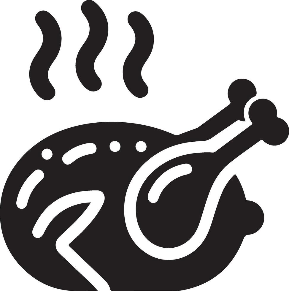 mínimo pollo asado condimento icono, símbolo, negro color silueta, blanco antecedentes 9 9 vector