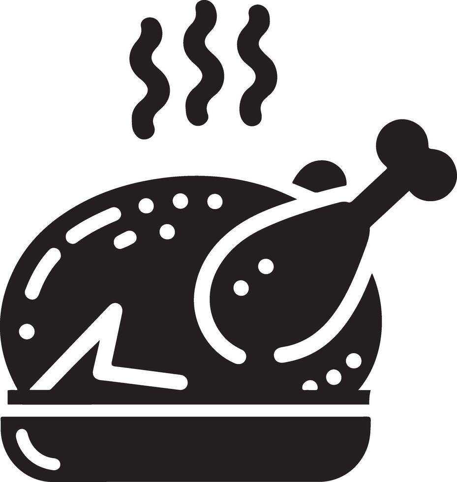 minimal chicken Roast masala icon, symbol, black color silhouette, white background 10 vector