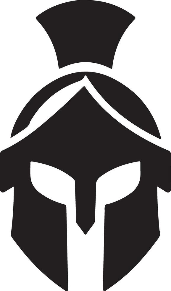 minimal Spartan helmet vector black color silhouette, white background 3