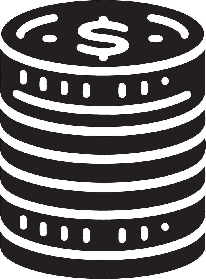 minimal Stack of coin money icon symbol, clipart, black color silhouette, white background 8 vector