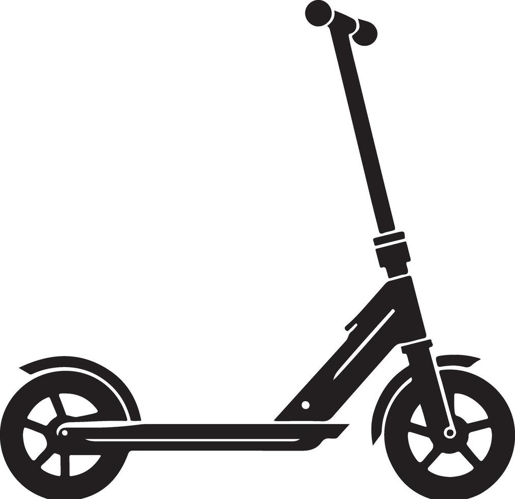 minimal Two wheeled Kick scooter vector black color silhouette, white background 23
