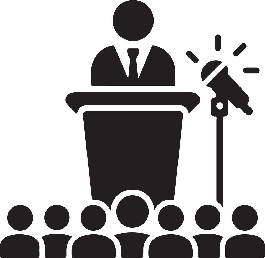 Podium Icon Vector Person Public Speech for Presentation white background 20