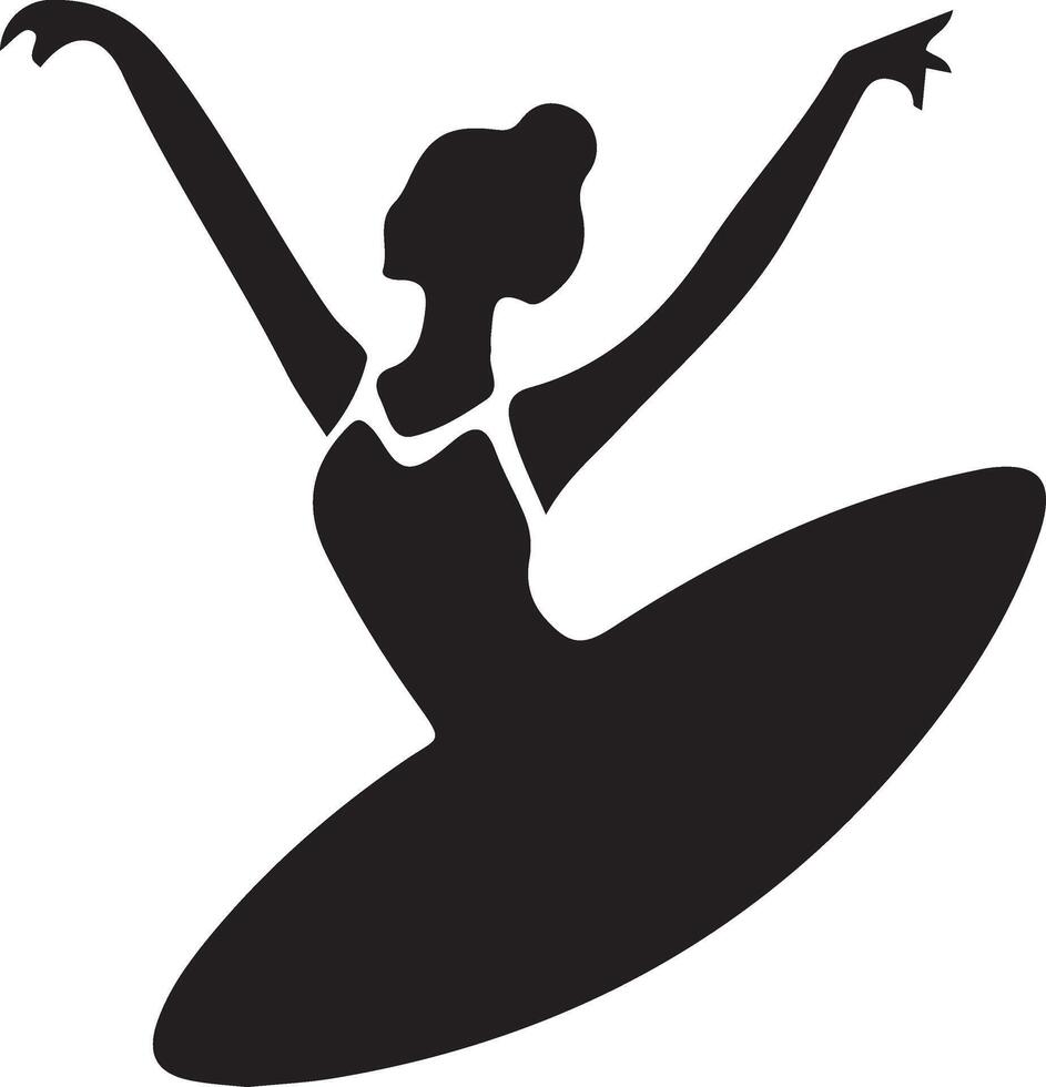 bailarina danza vector icono en plano estilo negro color silueta blanco antecedentes 33