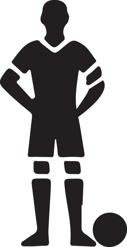 Soccer player pose vector icon in flat style black color silhouette, white background 23