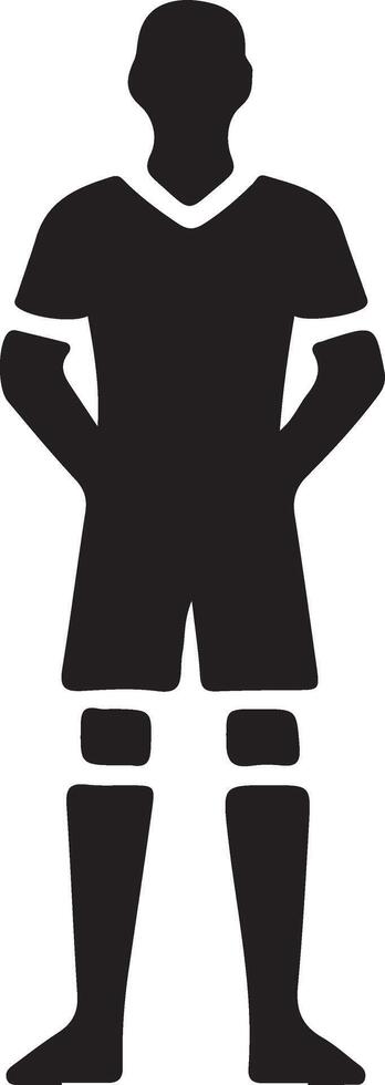 Soccer player pose vector icon in flat style black color silhouette, white background 22