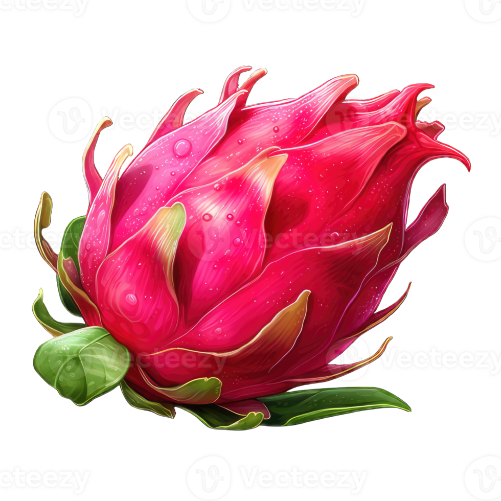 AI generated dragon fruit png ,dragon fruit isolated on transparent background ,generative ai