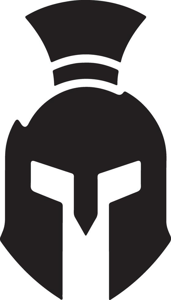 minimal Spartan helmet vector black color silhouette, white background 27