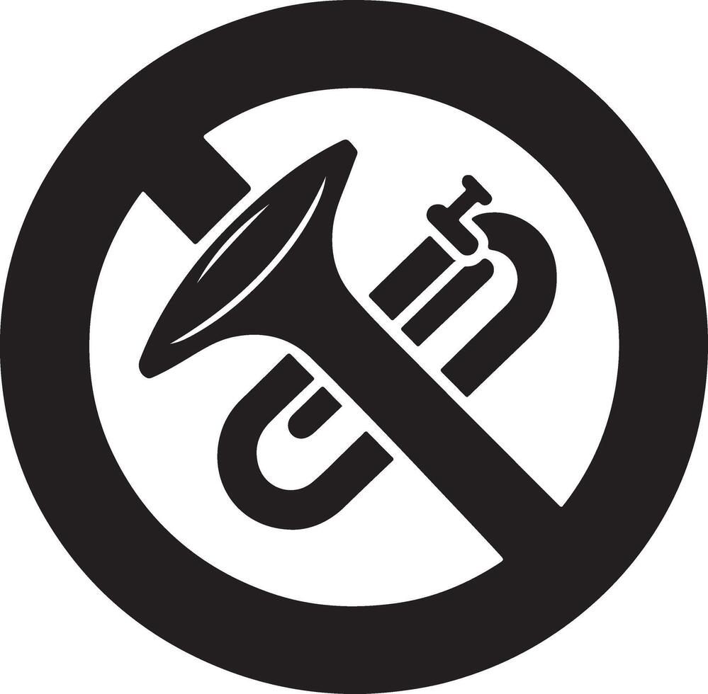 Do not use horn icon vector silhouette, black color, stop horn, white background 7