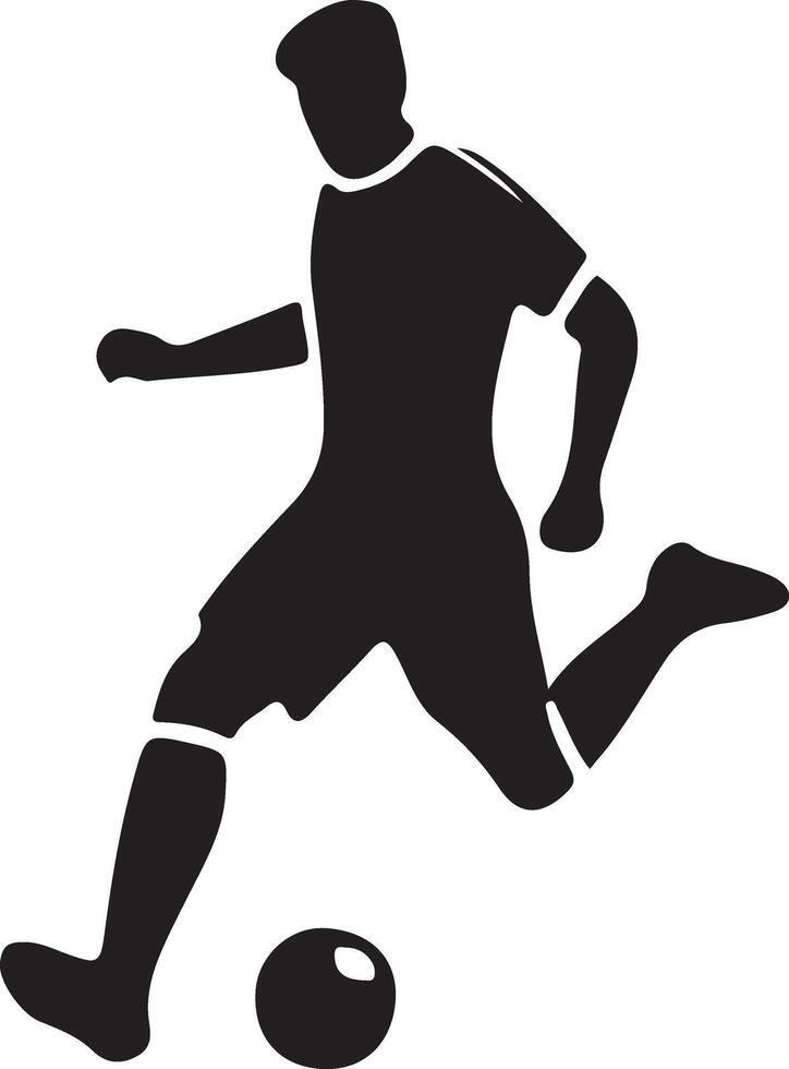 Soccer player pose vector icon in flat style black color silhouette, white background 17