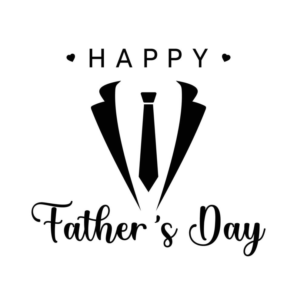 Happy father's Day. Text and bow tie silhouette isolated vector illustration.