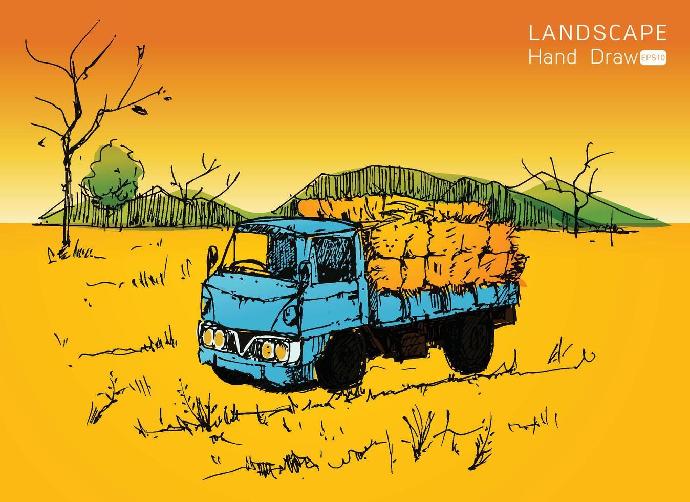 granja tractor vector ilustración.