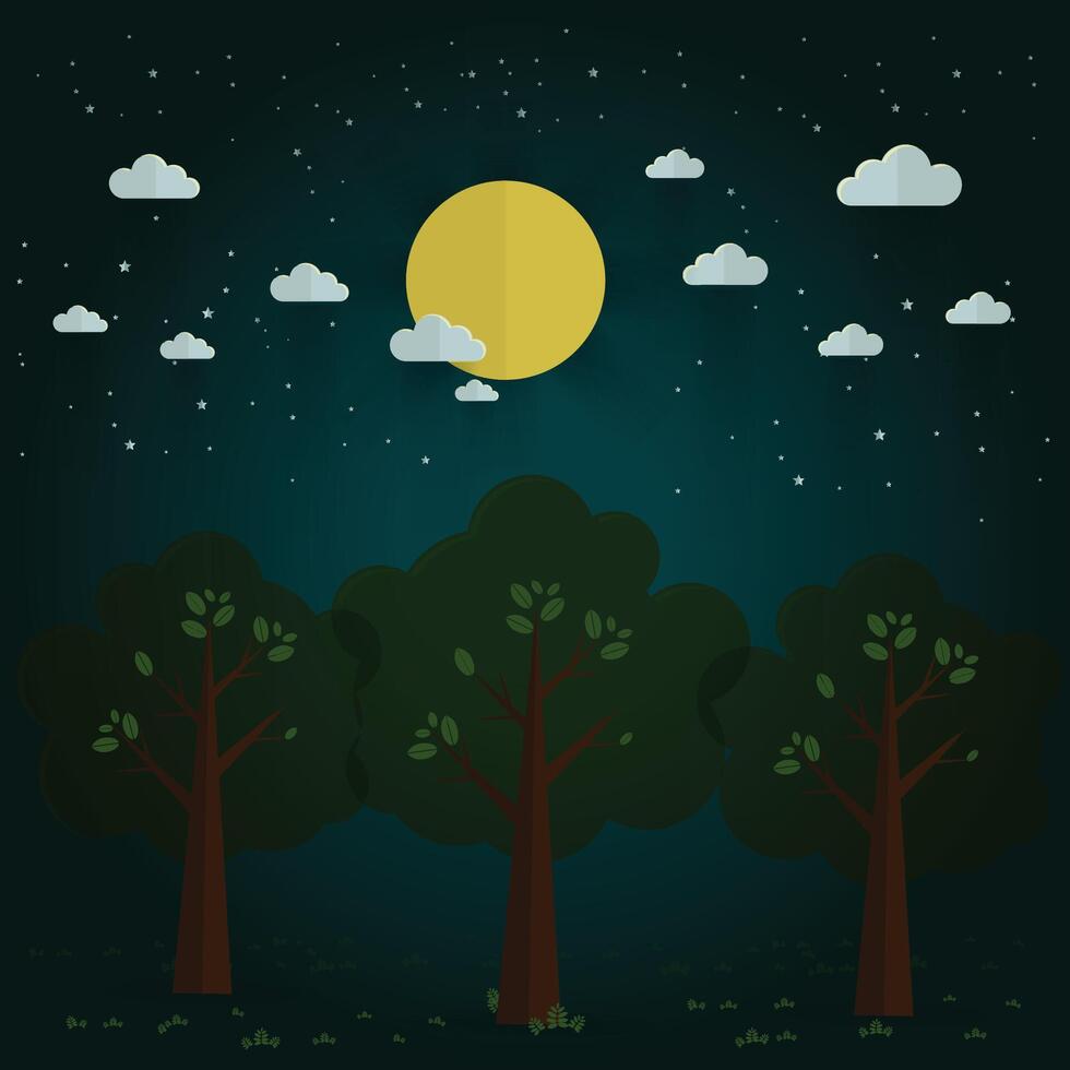 night Park. Natural landscape in the flat style. a beautiful park.Environmentally friendly natural landscape vector
