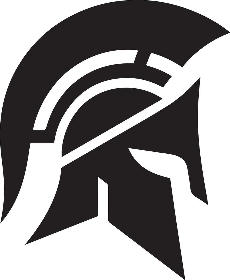 minimal Spartan helmet vector black color silhouette, white background 5